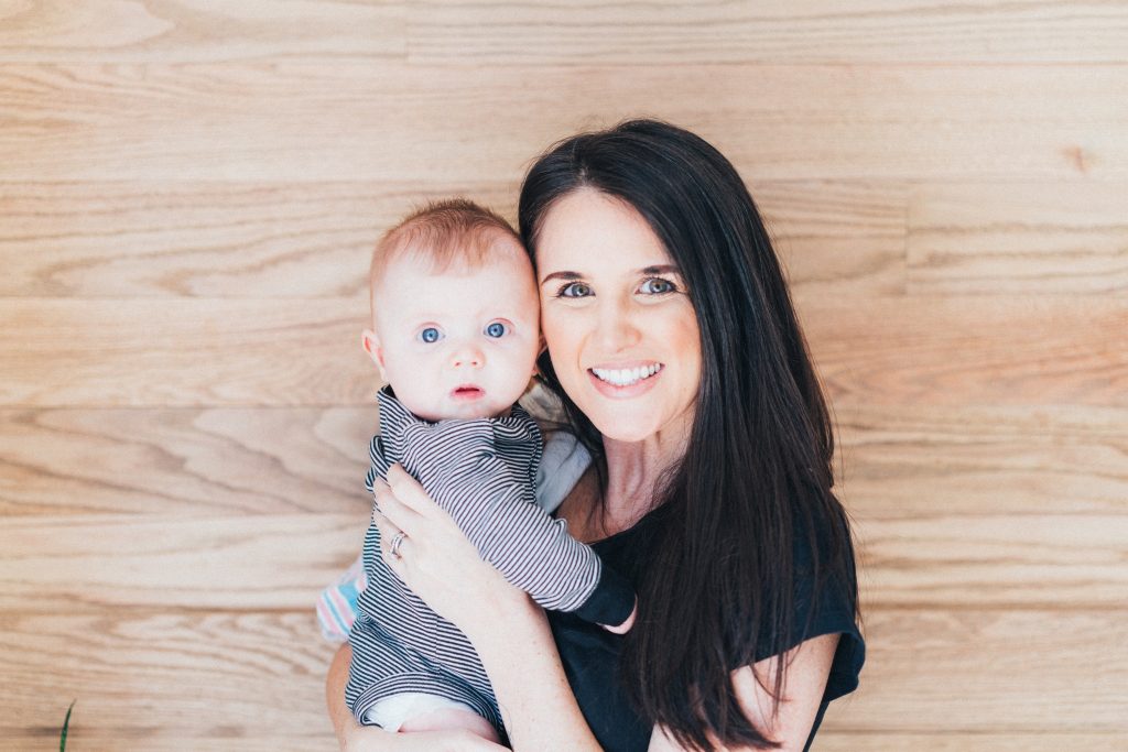 brunette mom and baby 