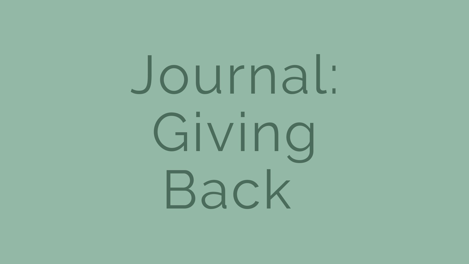 giving back